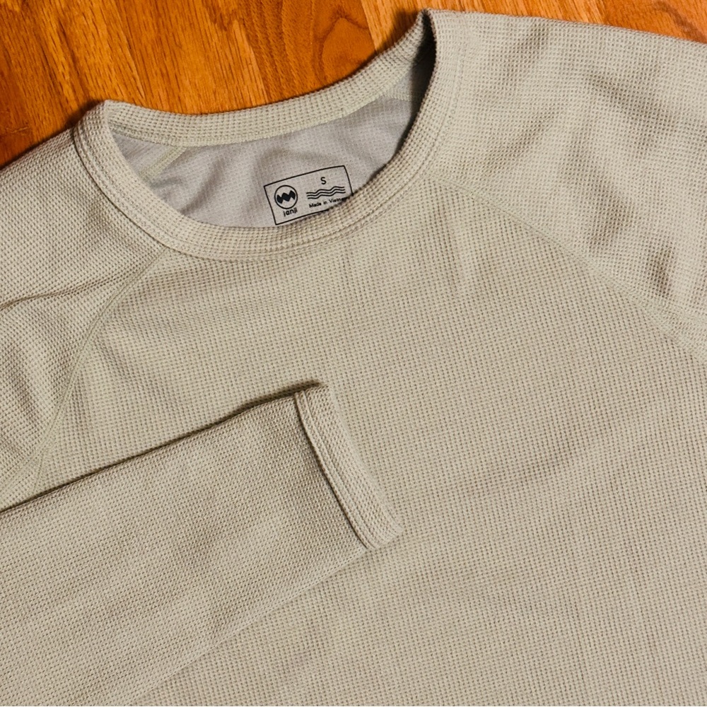 Janji Mens Small Waffleloft Long Sleeve Cozy Daily Running Layer Shirt in Dune - Picture 5 of 7